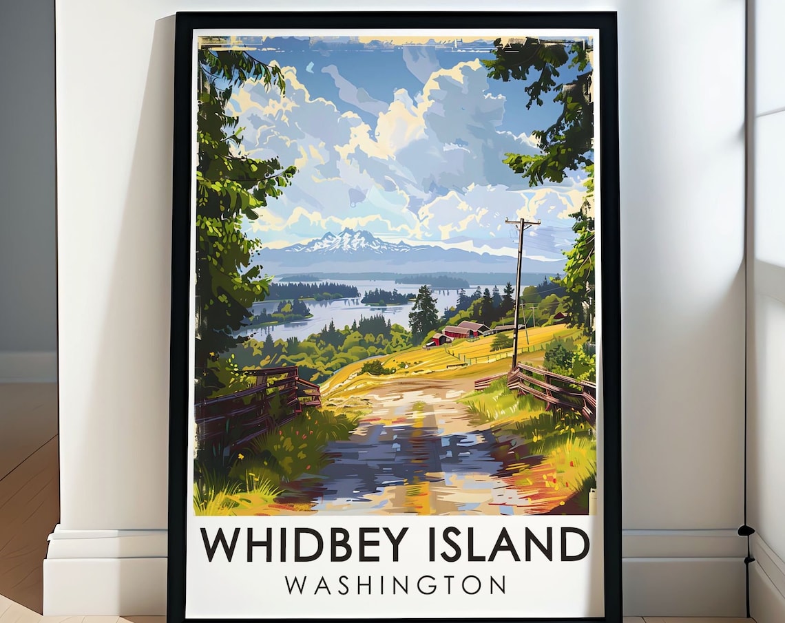 Whidbey Island Travel Poster, Ebeys Landing Reserve