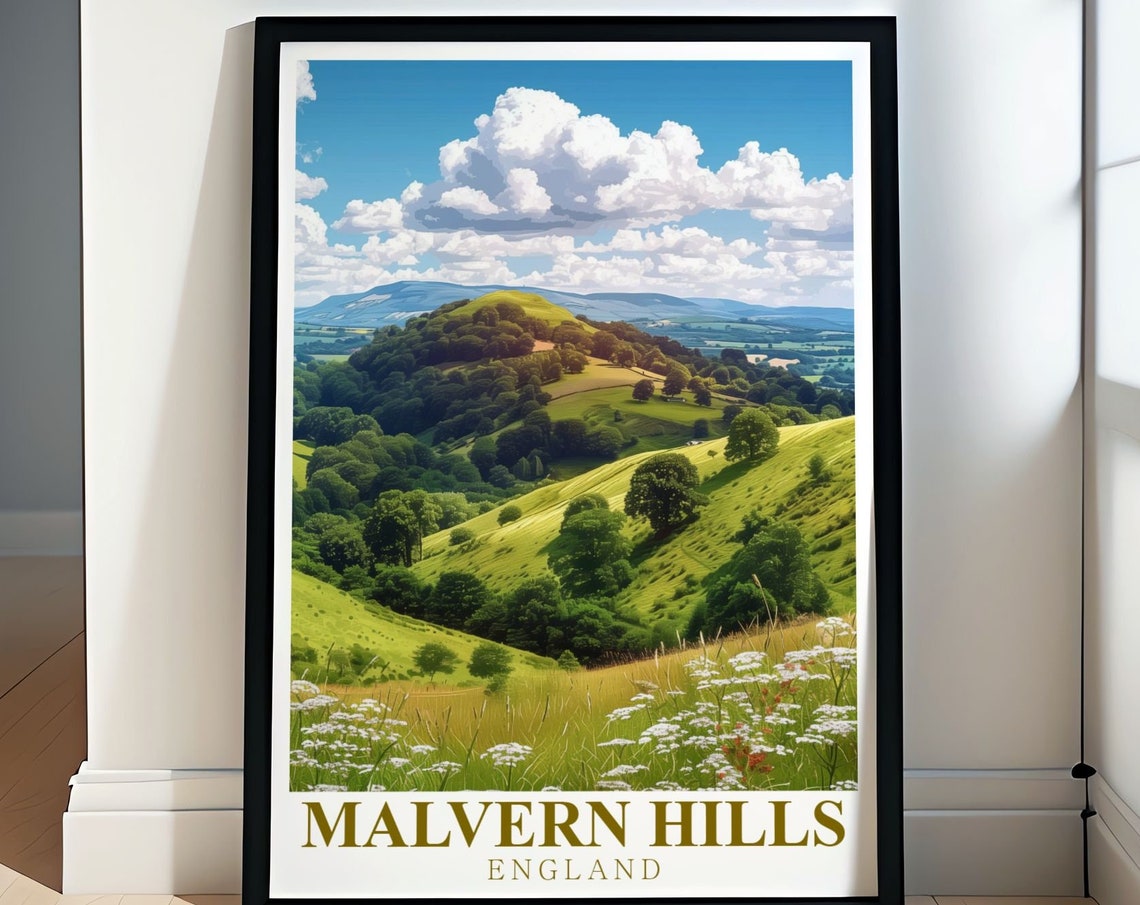 Malvern Hills England Lush Green Rolling Hills in Summer Poster