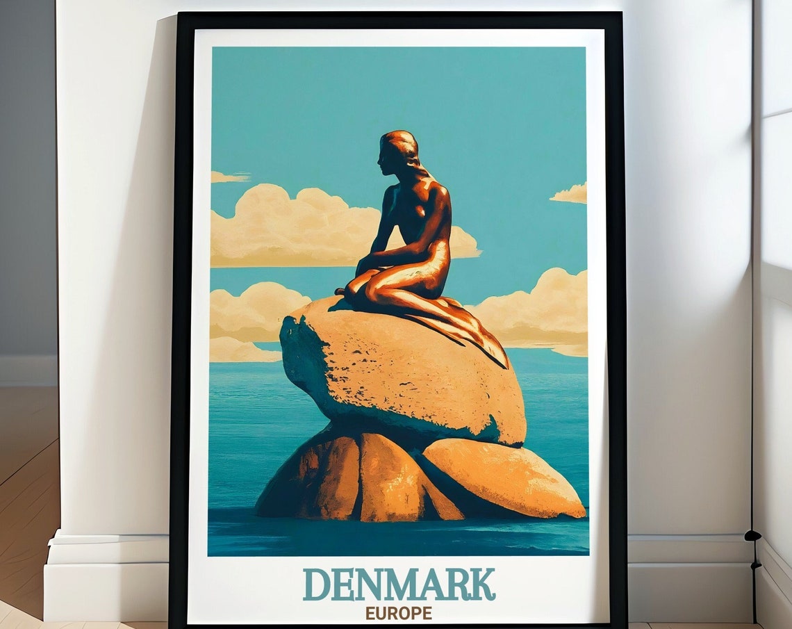 Little Mermaid Statue Denmark Copenhagen Harbour Landmark Poster