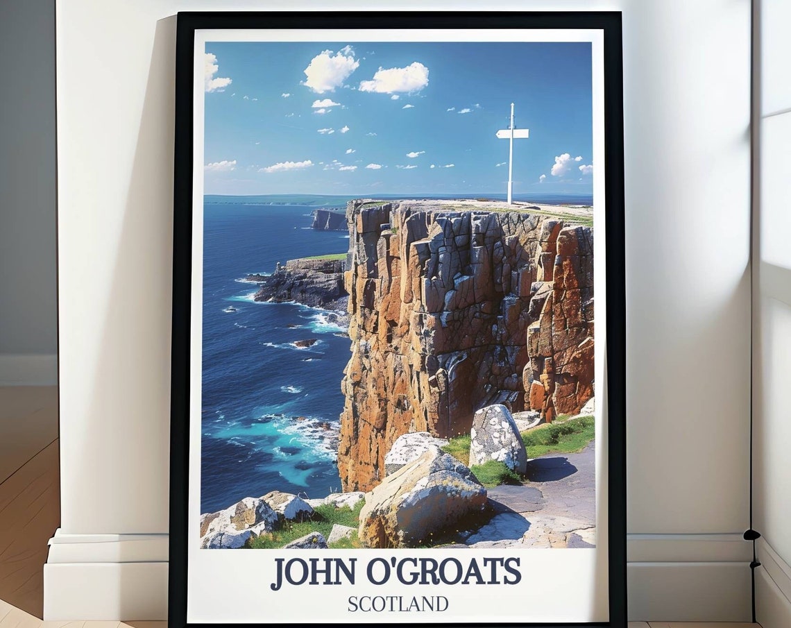 John Ogroats Signpost Gifts Lands End Signpost Art Capturing The Spirit Of C2c Cycling Sea To Sea Cycling Poster