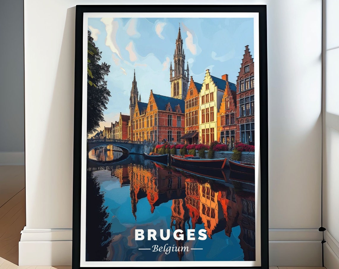 Bruges Belgium Travel Print Belgium Travel Gifts Bruges Canal Posters And Gifts Belgium Prints Bruges Belgium Watercolor