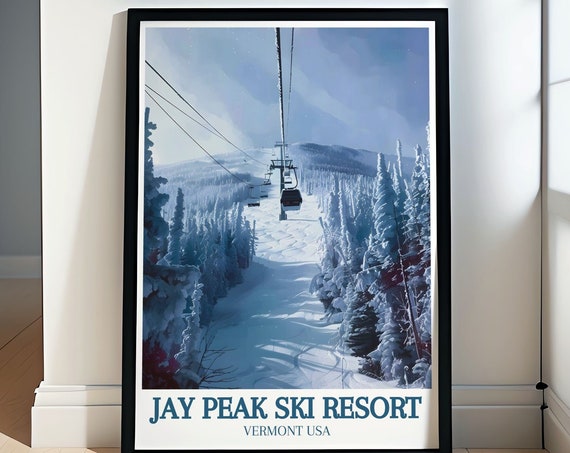 Jay Peak Ski Resort Art Vermont Mountains Print Burke Mountain Travel Poster Vermont Ski Resort Art Jay Peak Print