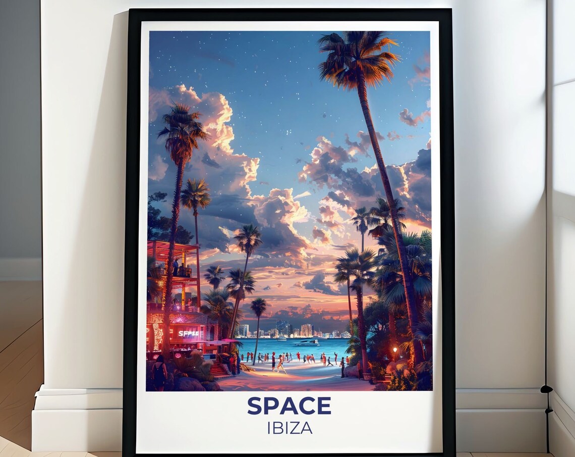Ibiza Party Vibe Travel Poster, Space Nightclub