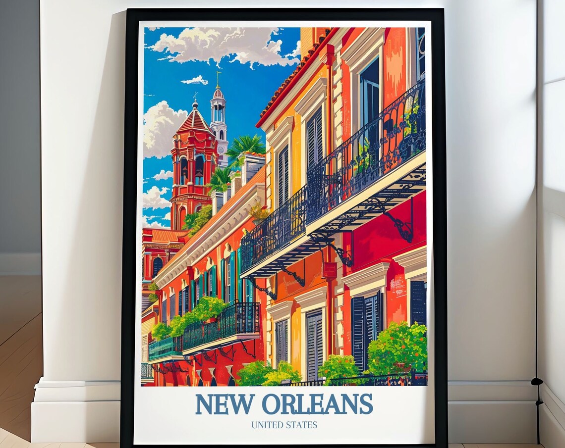 New Orleans United States Travel Poster Colorful French Quarter