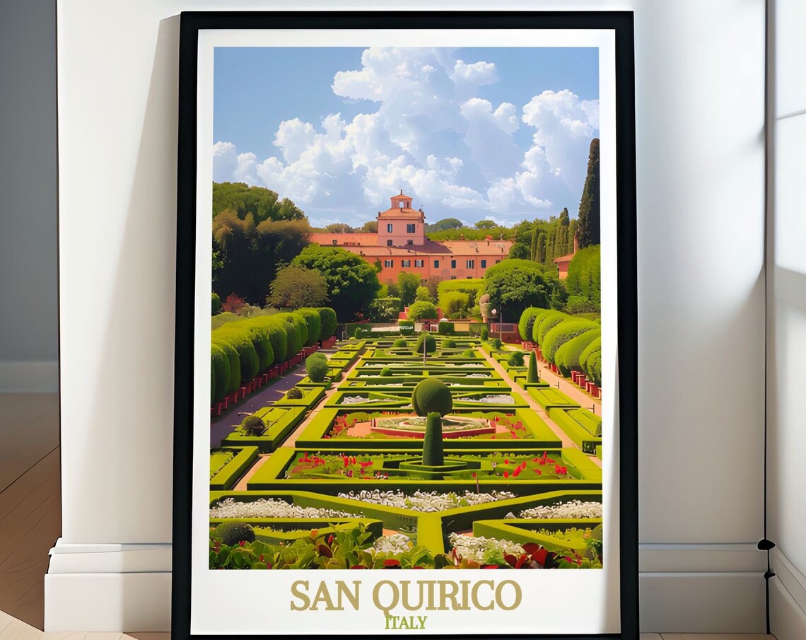 San Quirico d'Orcia Formal Garden Hedge Maze Italy Travel Poster