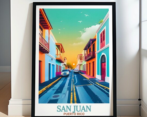 Old San Juan Puerto Rico Colorful Colonial Street Travel Poster