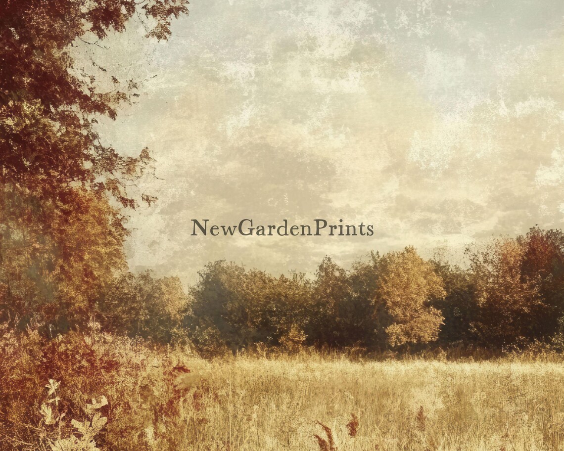 Golden Wheat Field At Sunset Vintage Autumn Farmhouse Landscape Print - Image 3