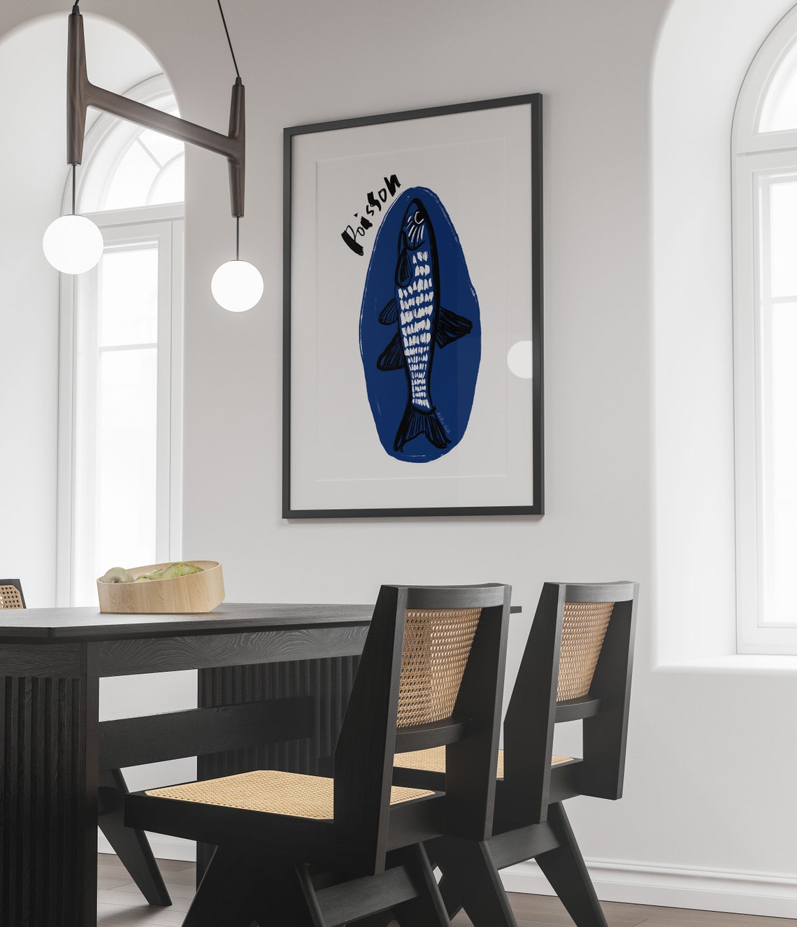 Poisson Blue Fish Illustration French Seafood Kitchen Poster - Image 2