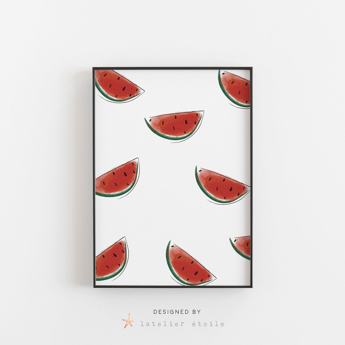 Watermelon Slice Pattern Fresh Summer Fruit Kitchen Wall Poster - Image 4
