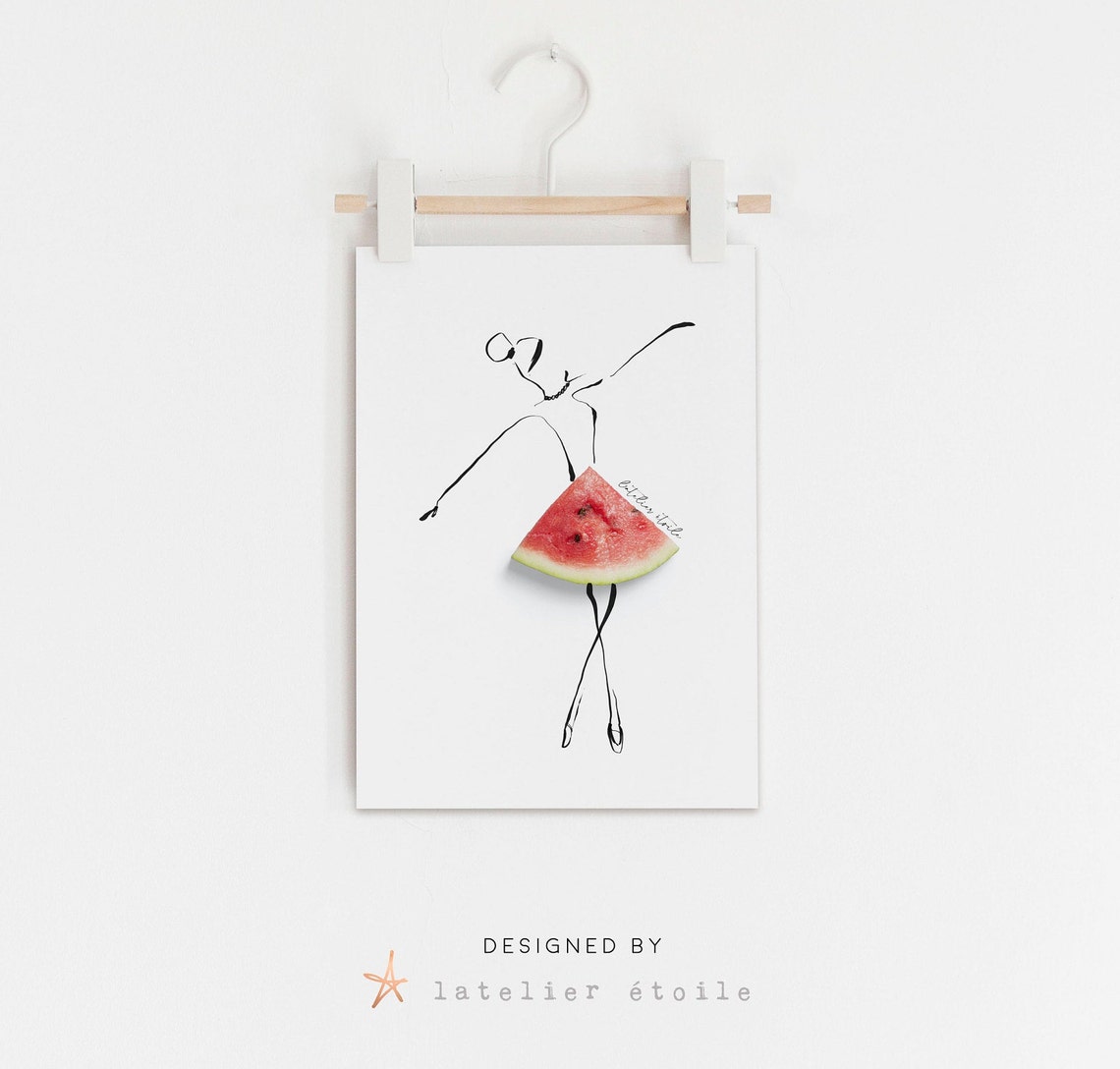 Watermelon Print Watermelon Poster Fashion Print Fashion Illustration Food Illustration Real Food Sketch Watermelon Art Watermelon - Image 4
