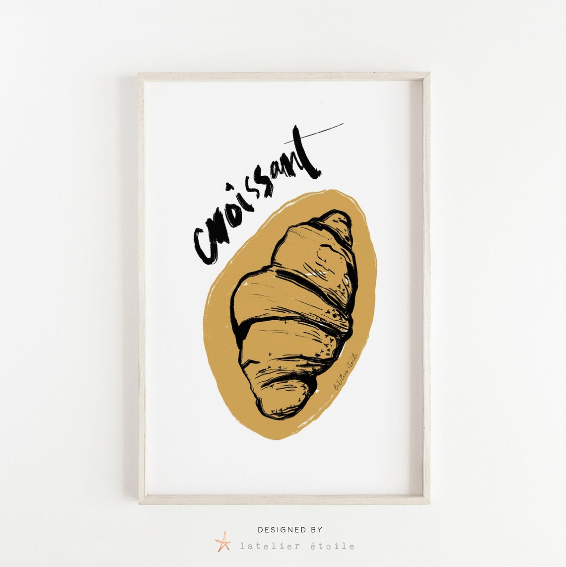 Croissant Print Croissant Poster Food Illustration French Pastry Pastry Art Patisserie Art Food Doodles Pop Art Coffee Shop Decor - Image 3