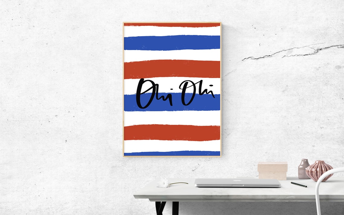 Oui Oui French Poster Oui Oui Poster Print Calligraphy Print Handlettered Art French Inspired Poster French Colors Art French Prints - Image 2