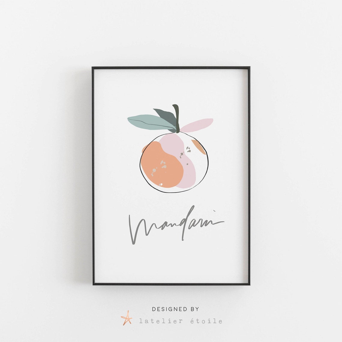 Mandarin Minimal Citrus Abstract Orange White Kitchen Poster - Image 4