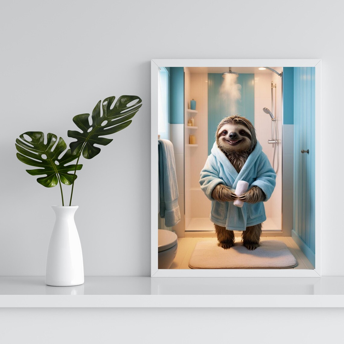Funny Sloth Bathroom Art Print, Cute Spa Gift - Image 2