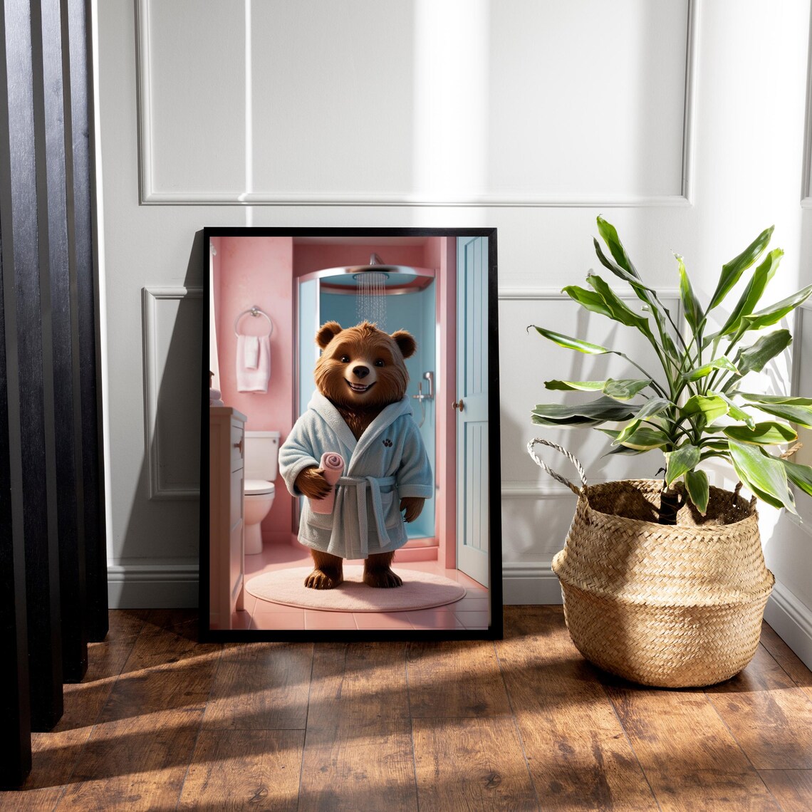 Relaxing Spa Bear, Cozy Bathroom Decor Art Print - Image 4