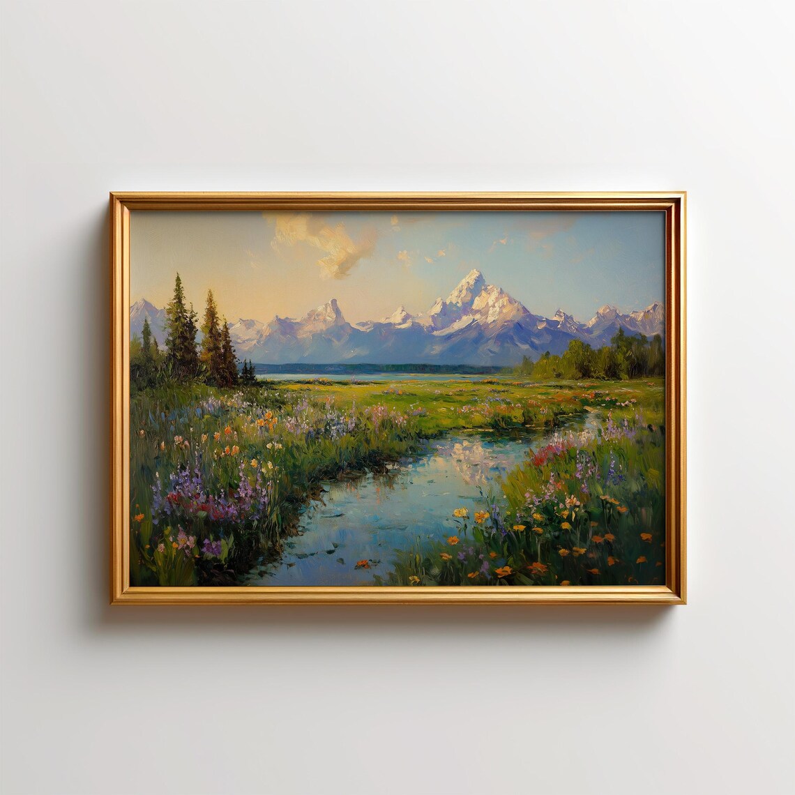 Grand Teton Spring Mountain Landscape Art Print