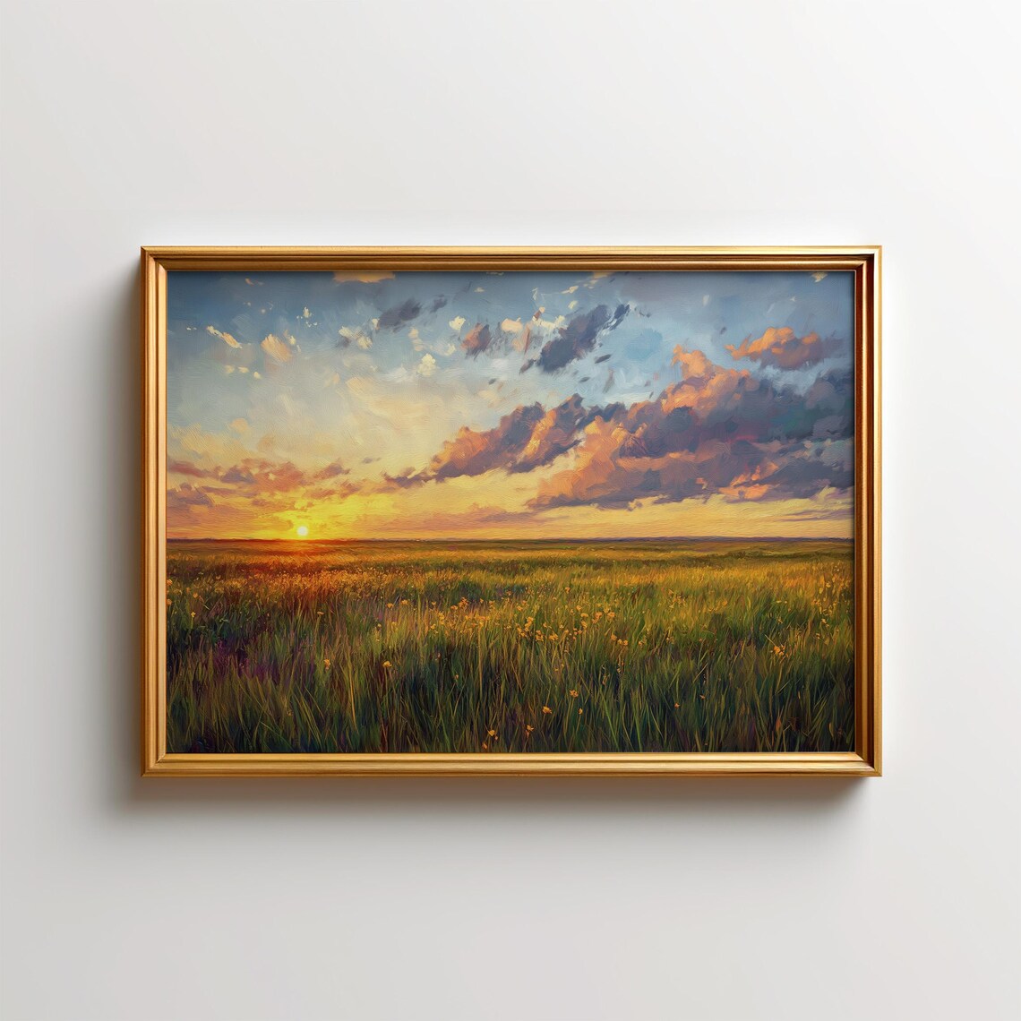 Oklahoma Sunrise Prairie Art Poster, Tallgrass Preserve
