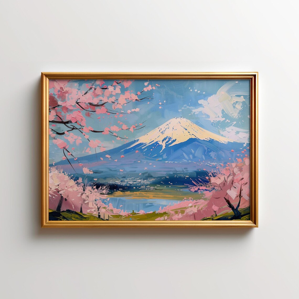 Mt Fuji Painting Japan Cherry Blossoms Art Print