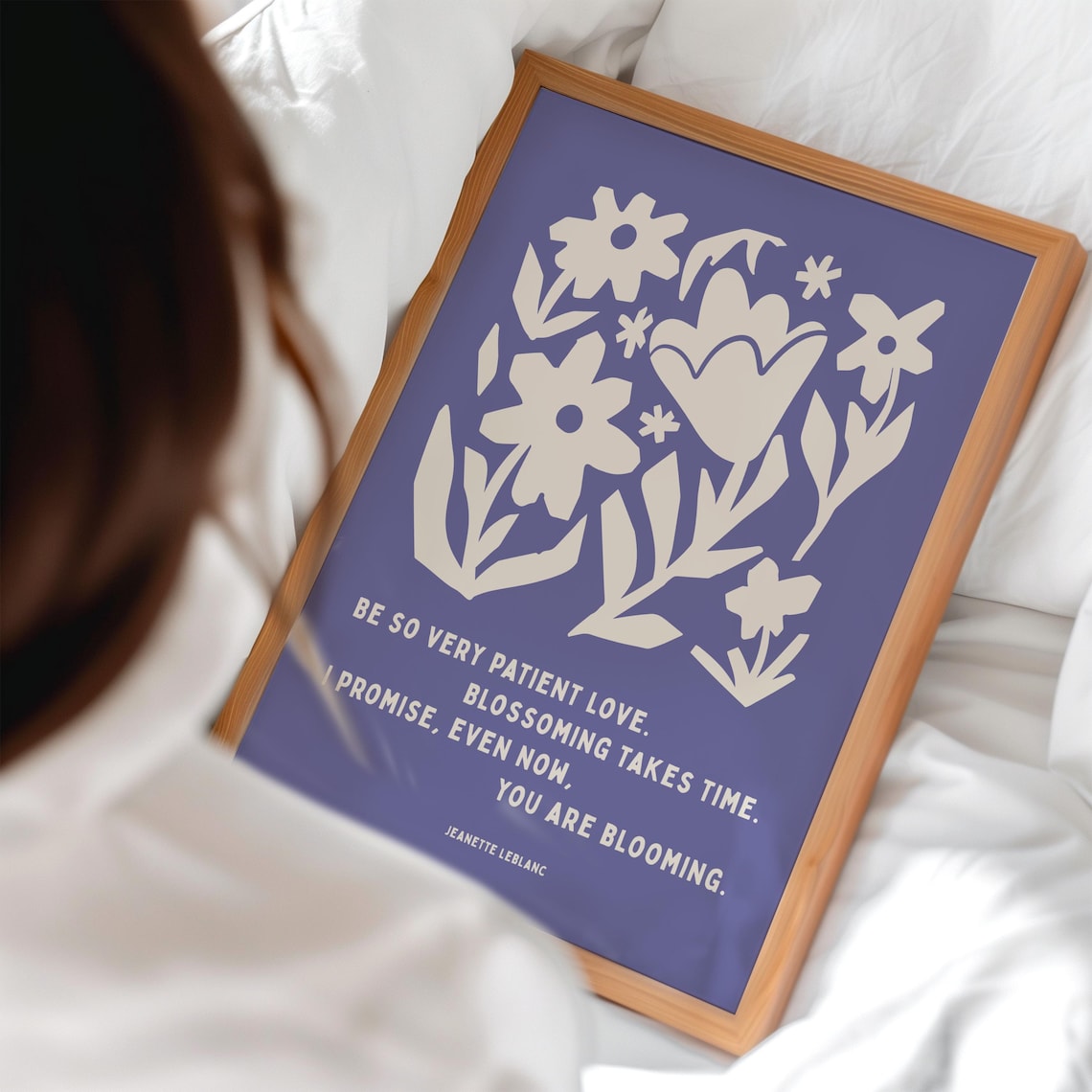 Blue Floral Botanical Quote, Matisse Style