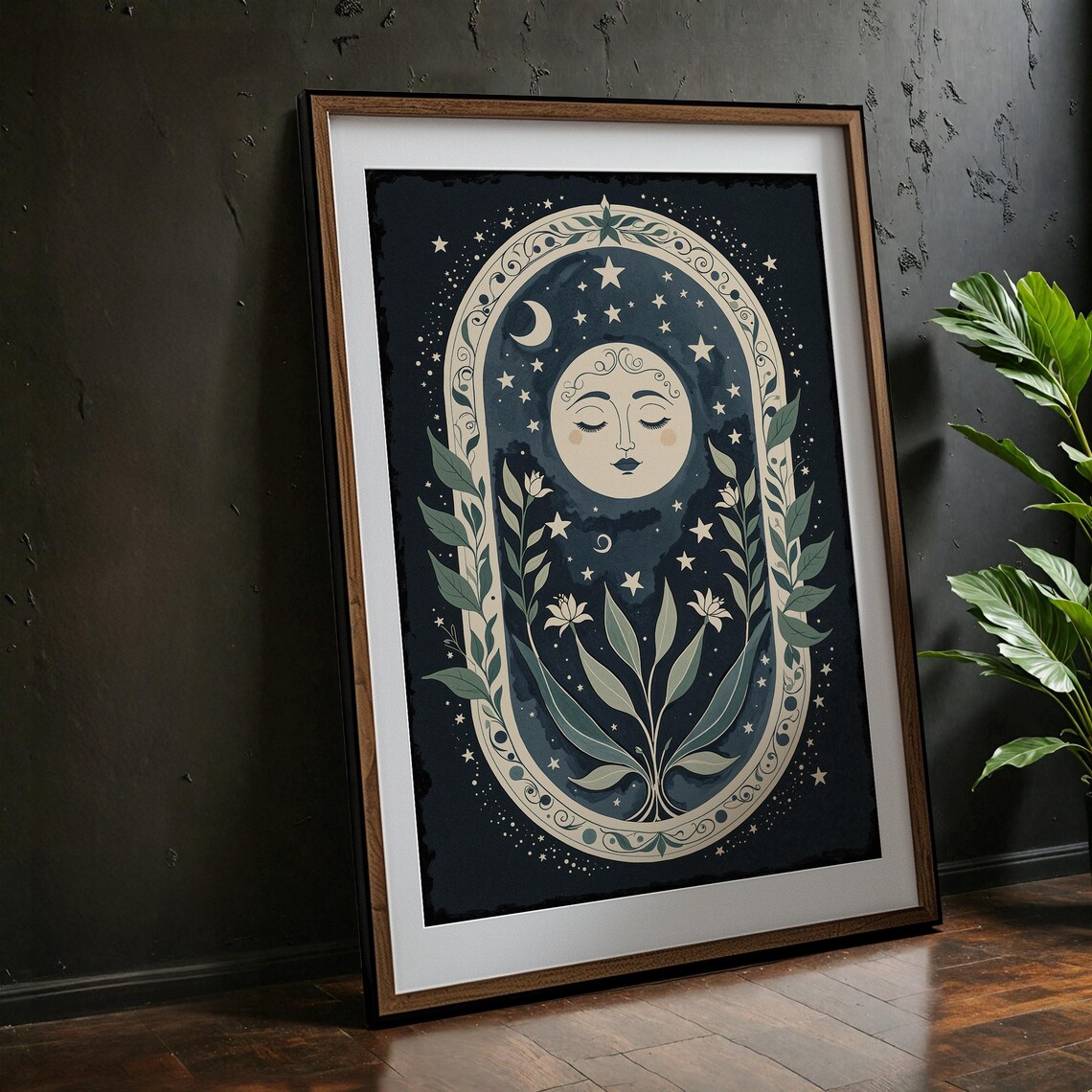 Celestial Moon and Stars Art Print, Astrology Decor