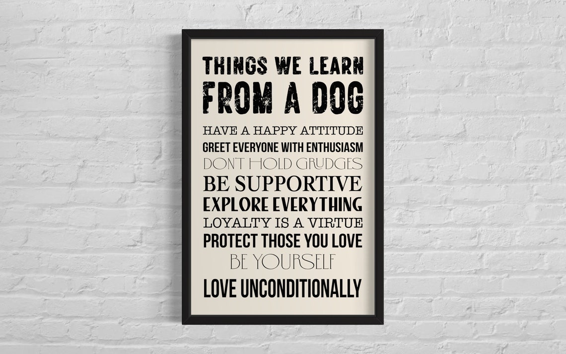 Things We Learn from a Dog Nine Lessons Rustic Dog Lover Quote Poster