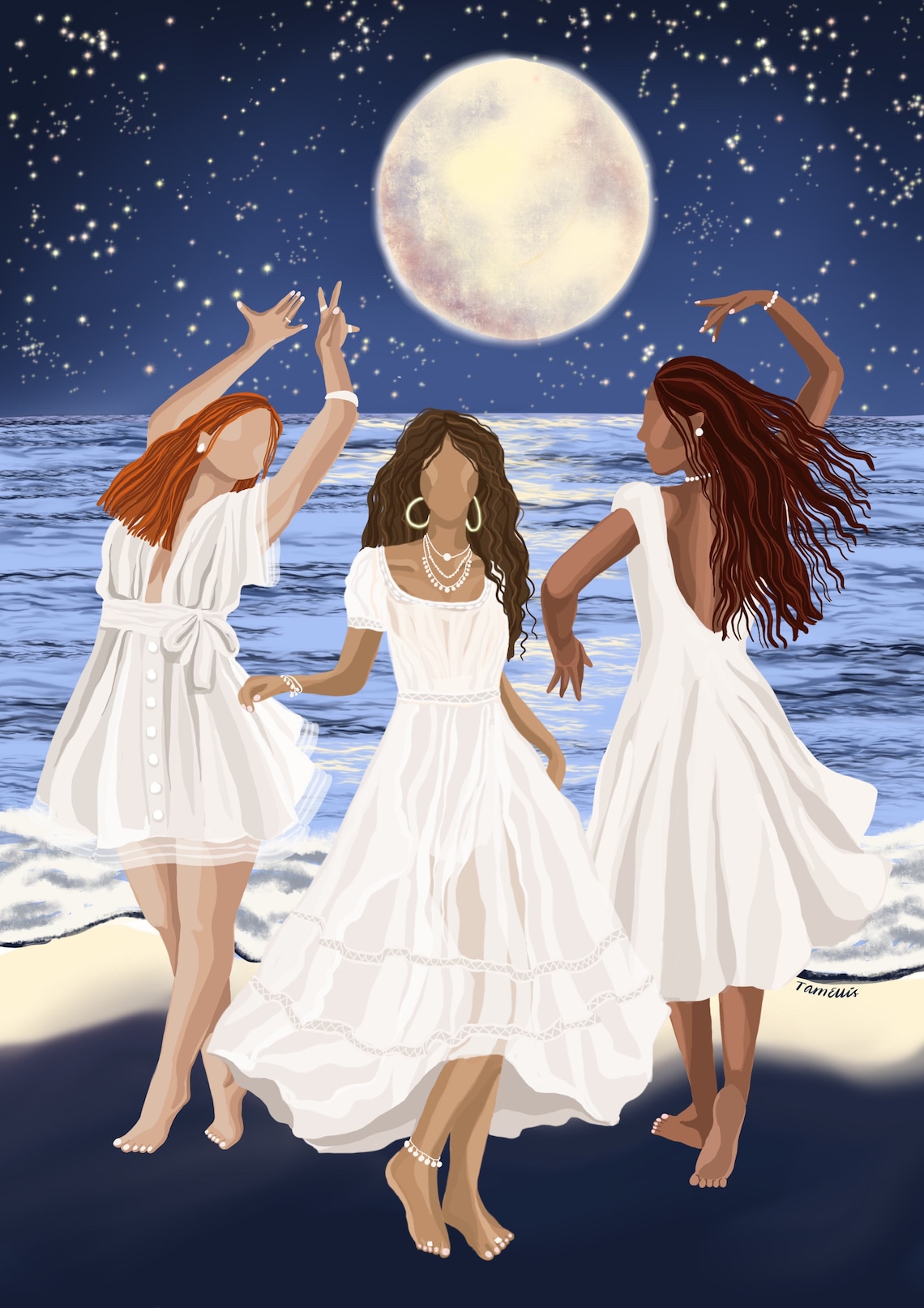 Moon Dance New Age Goddess Art Print, Bohemian - Image 3