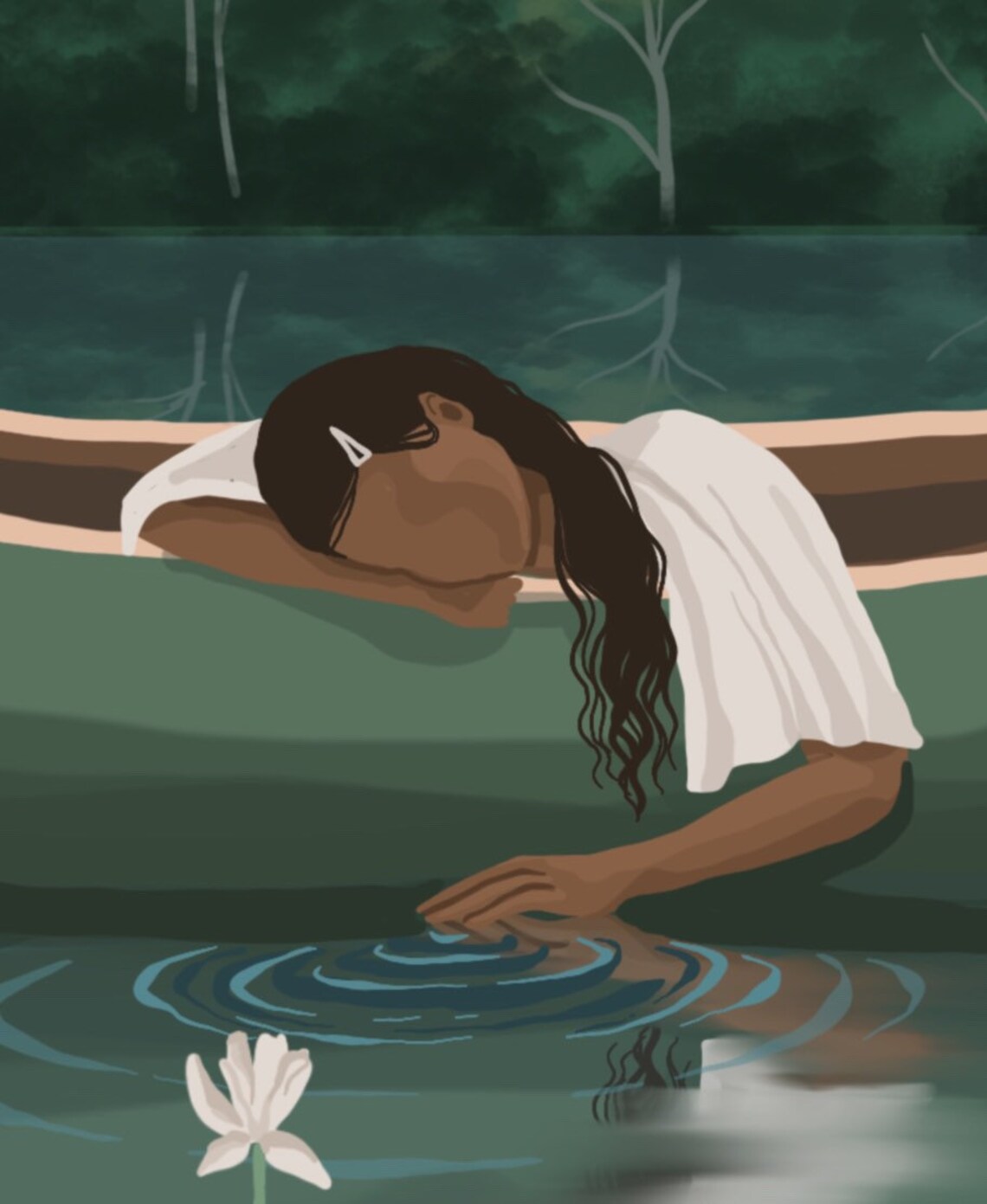 Pensive Peace Girl Illustration, Spiritual Wall Art - Image 2