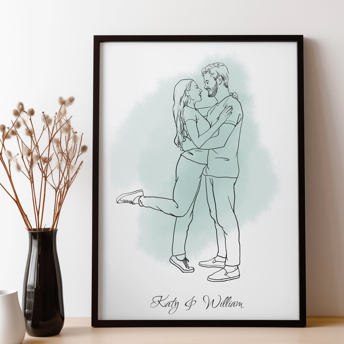 Custom Line Art Personalized Portrait Art Print - Image 2