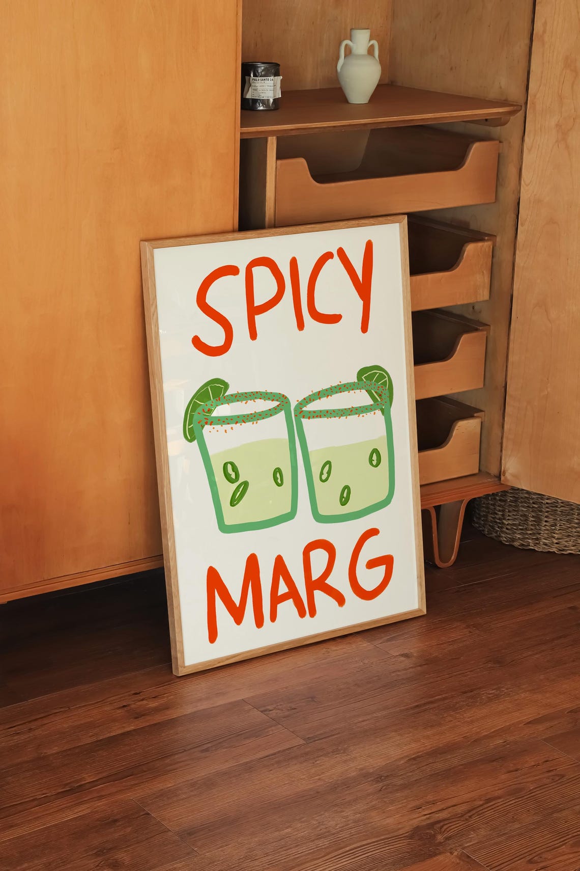 Spicy Marg Two Margaritas With Lime And Chili Cocktail Poster - Image 2
