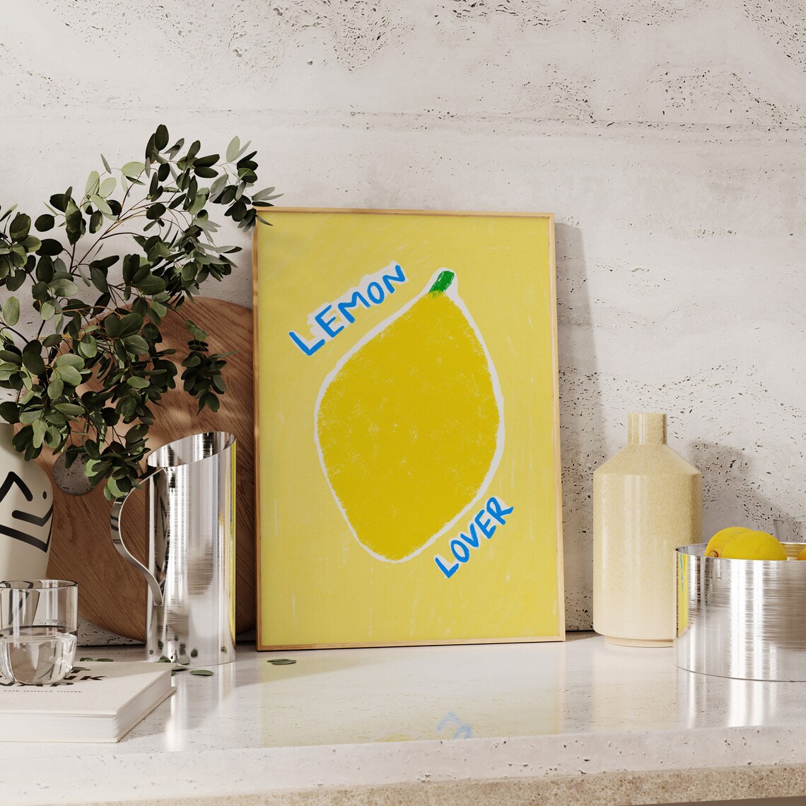 Lemon Lover Poster Fruit Poster Modern Kitchen Wall Art Fruit Market Print Lemon Wall Art Food Illustration Foodie Drawing - Image 2