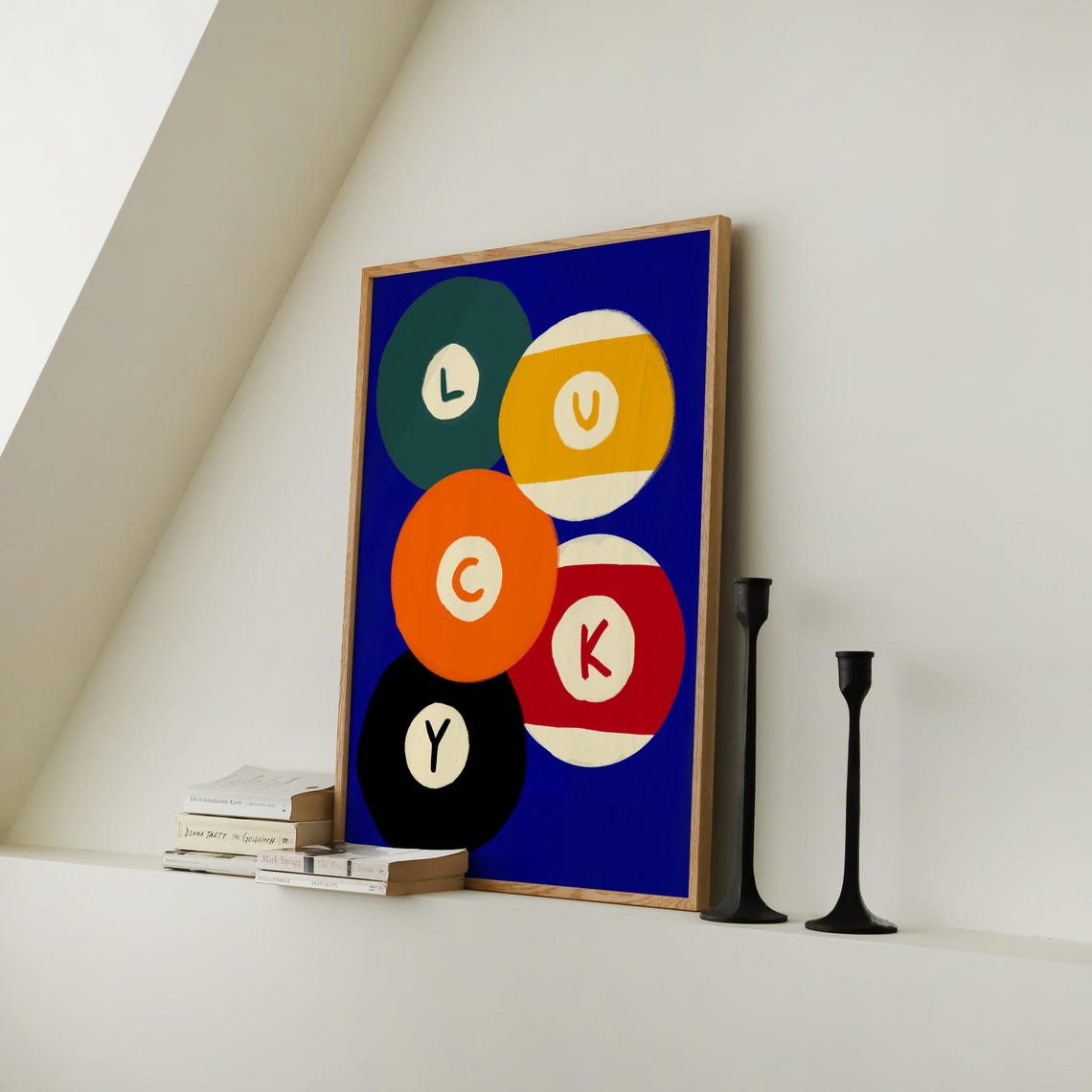 Lucky Pool Balls Billiards Lettered Balls Bold Colorful Art Poster - Image 3