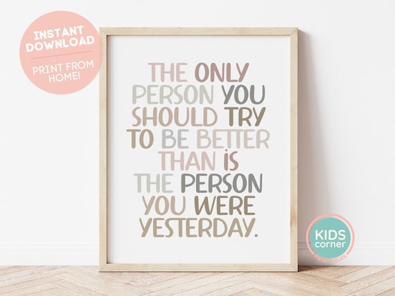 Be Better Than Yesterday Earth Tone Mindset Quote Wall Poster