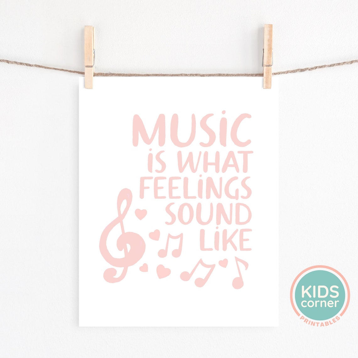 Music Is What Feelings Sound Like Pink Music Notes Quote Poster - Image 2