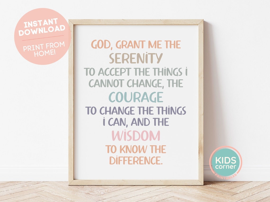 Serenity Prayer God Grant Me Serenity Pastel Christian Poster