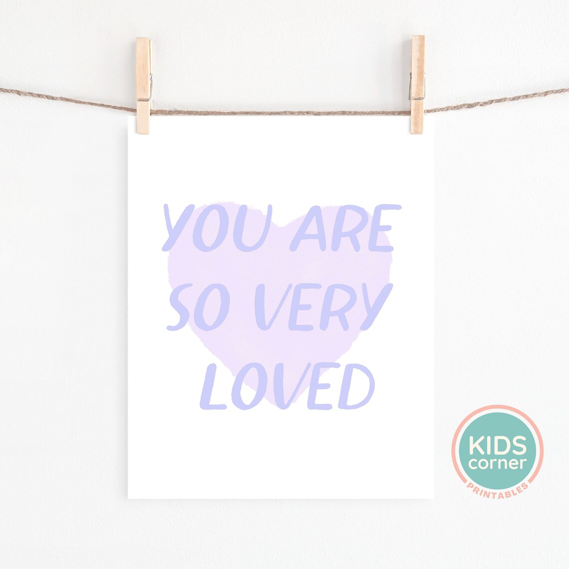 You Are So Very Loved Lavender Watercolor Heart Nursery Quote Poster - Image 2