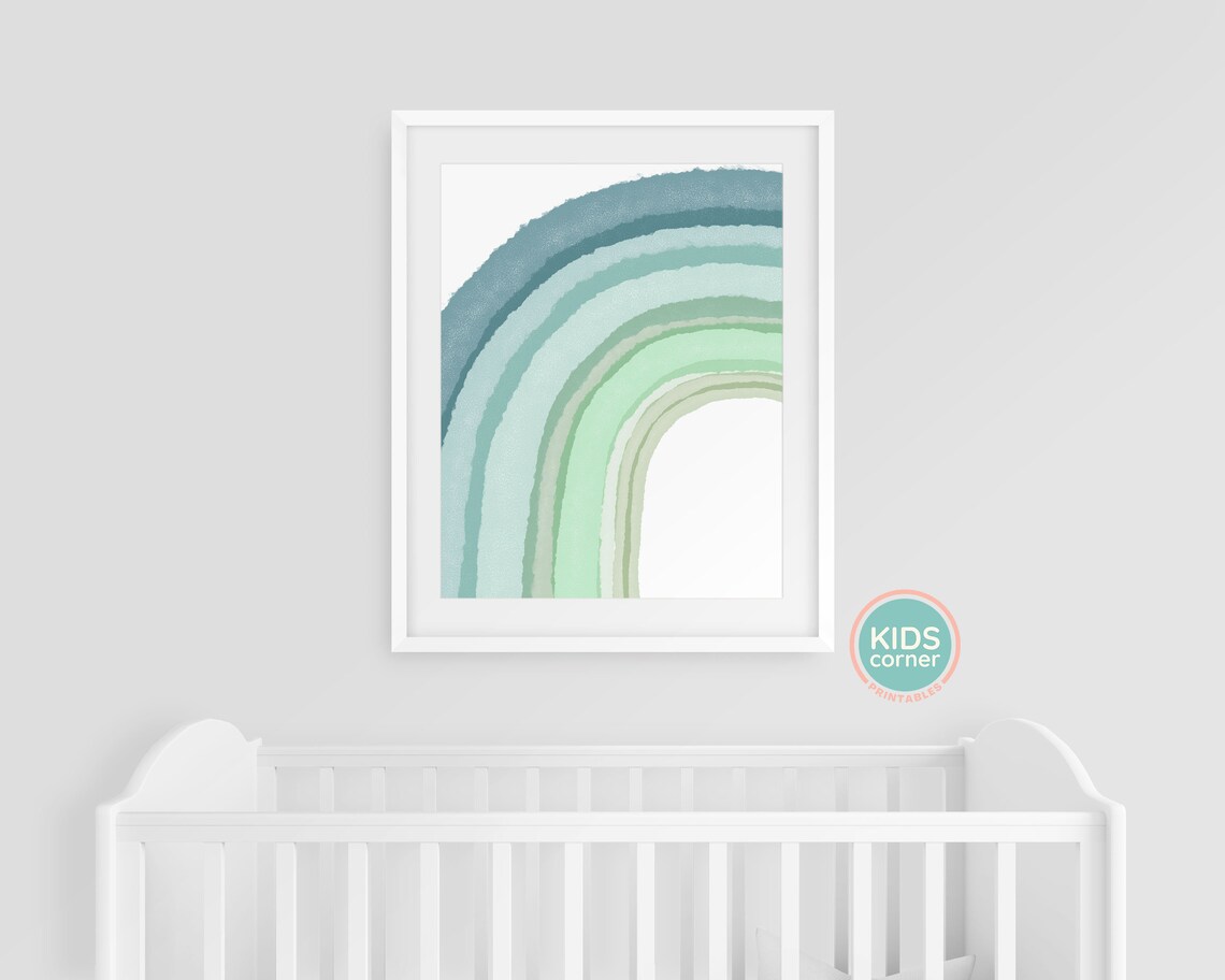 Green Rainbow Nursery Decor Wall Art Print - Image 3