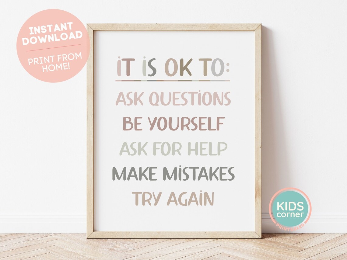 It Is Okay To Ask Questions Classroom Poster Print