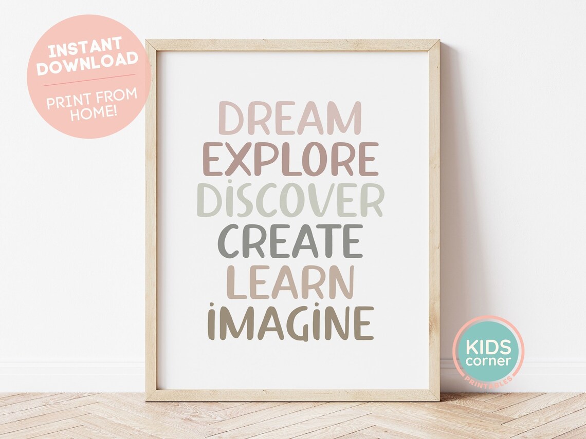 Dream Explore Discover Create Learn Imagine Art Print
