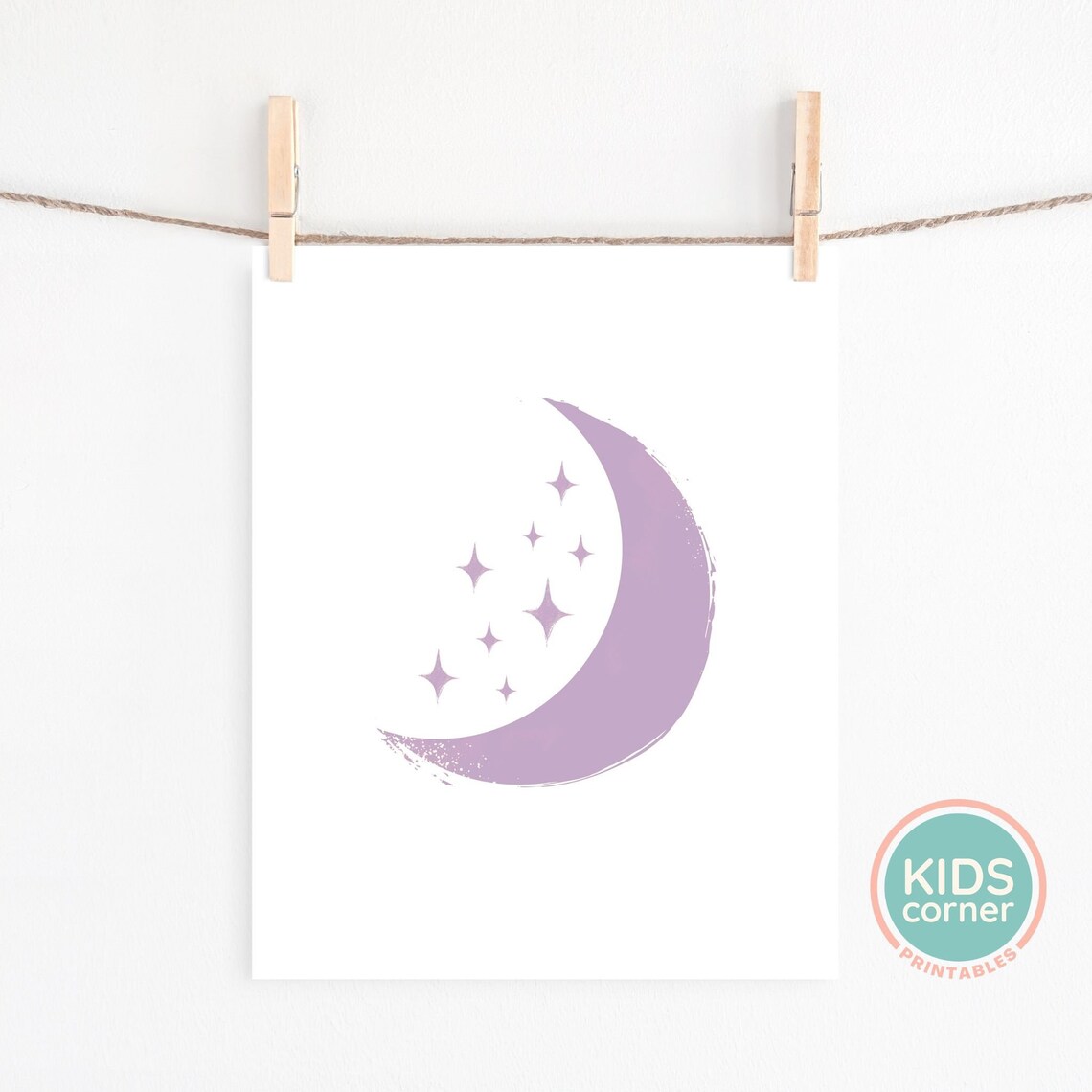 Purple Moon And Stars Art Print, Nursery Decor - Image 2