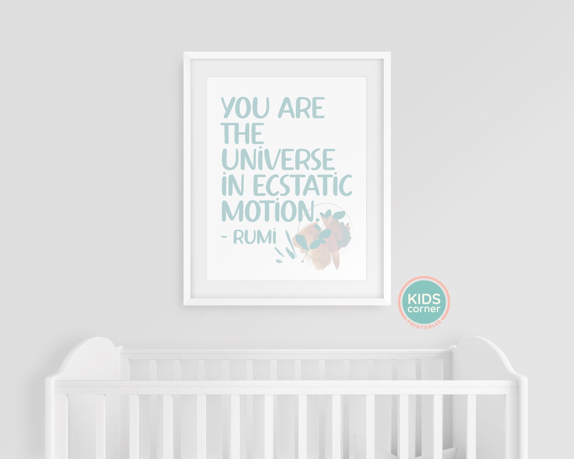 You Are the Universe in Ecstatic Motion Rumi Quote Poster Teal Floral - Image 3