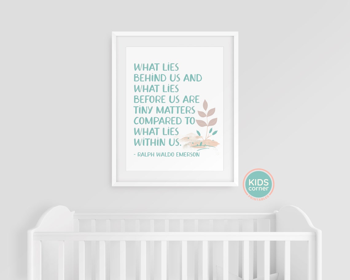 What Lies Behind Us Emerson Teal Minimalist Inspirational Quote Poster - Image 2