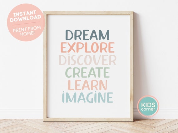 Dream Explore Discover Create Learn Imagine Boho Art Print