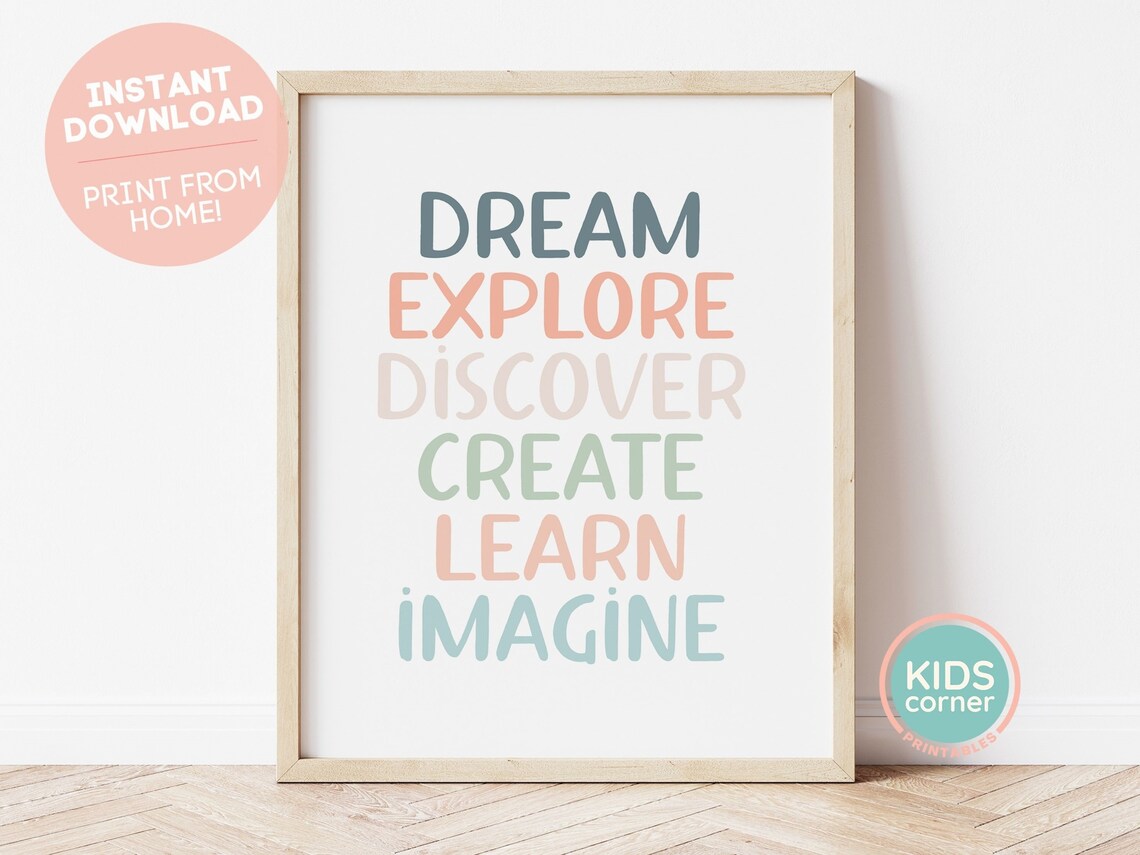 Dream Explore Discover Create Learn Imagine Boho Art Print