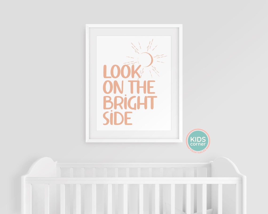 Look On The Bright Side Sunshine Kids Inspirational Quote Poster - Image 3
