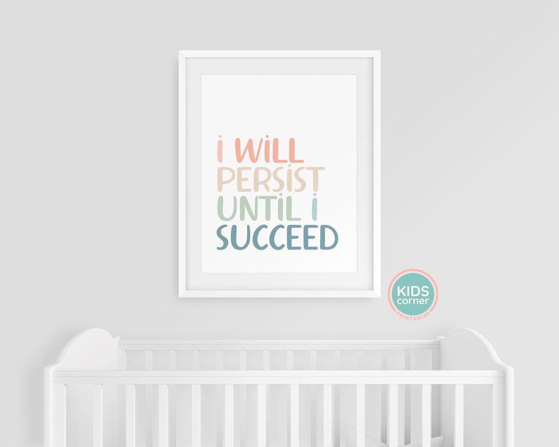 I Will Persist Until I Succeed Grit Mindset Motivational Quote Poster - Image 3