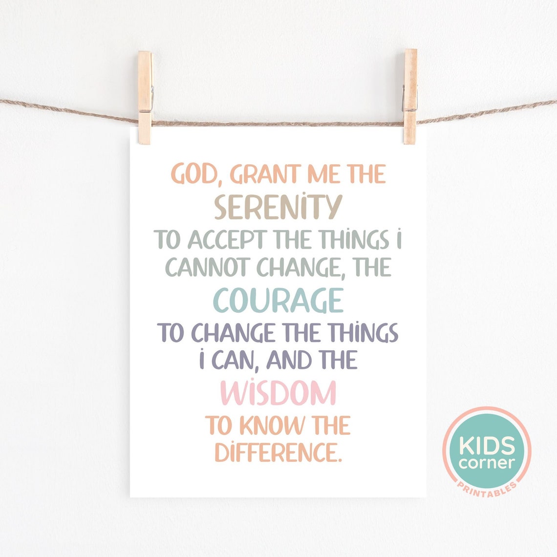 Serenity Prayer God Grant Me Serenity Pastel Christian Poster - Image 2