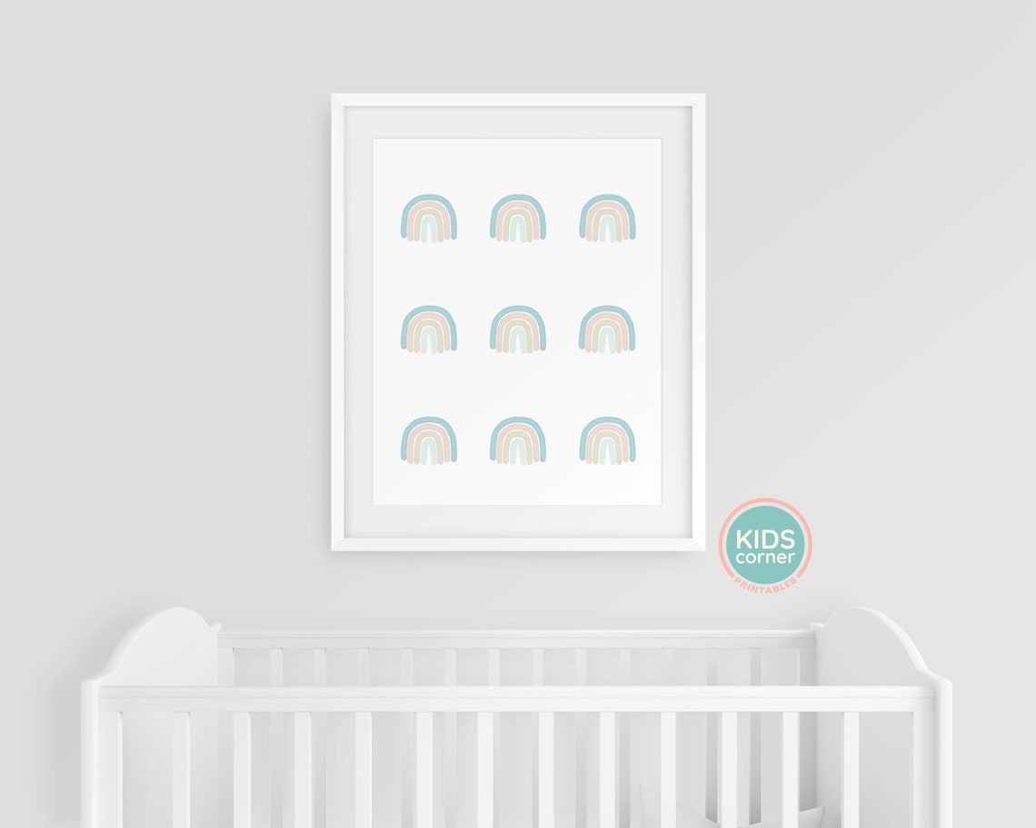 Neutral Rainbows Wall Art Rainbow Nursery Decor Instant Wall Art Wall Art Childrens Room Wall Art - Image 3