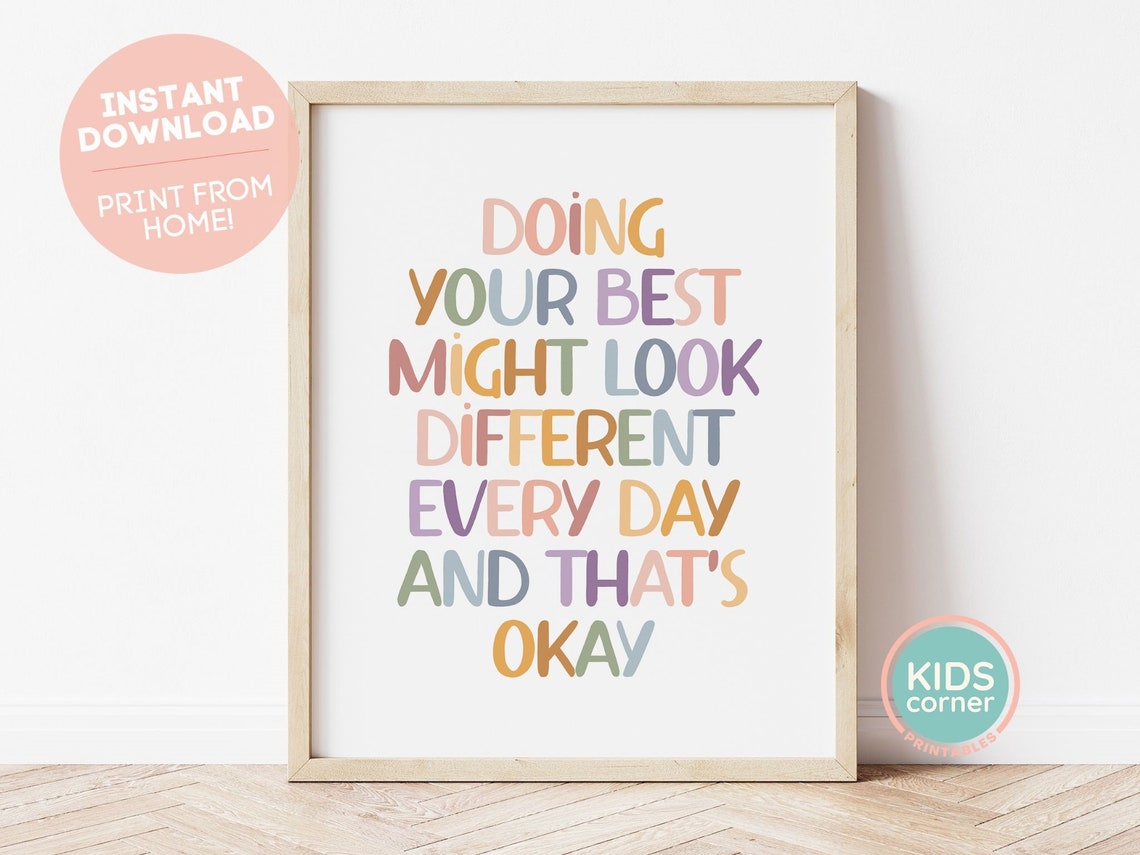 Doing Your Best Might Look Different Every Day Rainbow Lettered Poster
