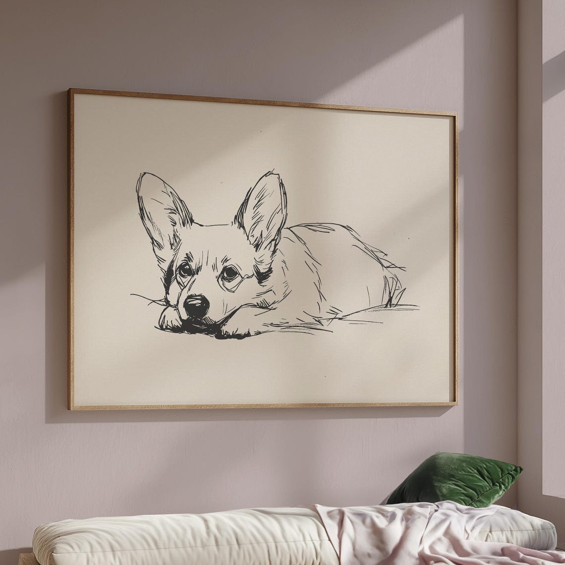 Cute Corgi Nursery Print Boy Room Corgi Art Dog Wall Decor Dog Drawing Puppy Poster Corgi Dog Art Girl Nursery Wall Art Corgi Sketch - Image 2