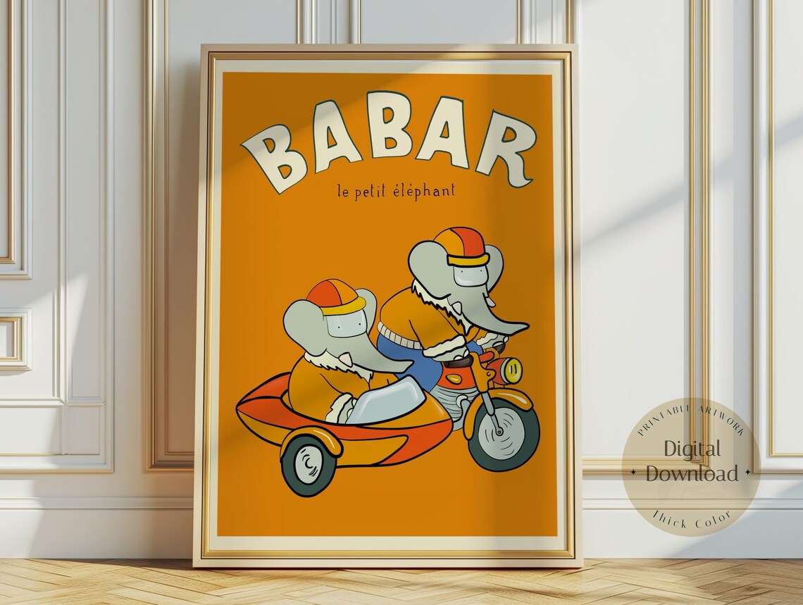 Babar The Elephant Nursery Hot Air Balloon Art Print